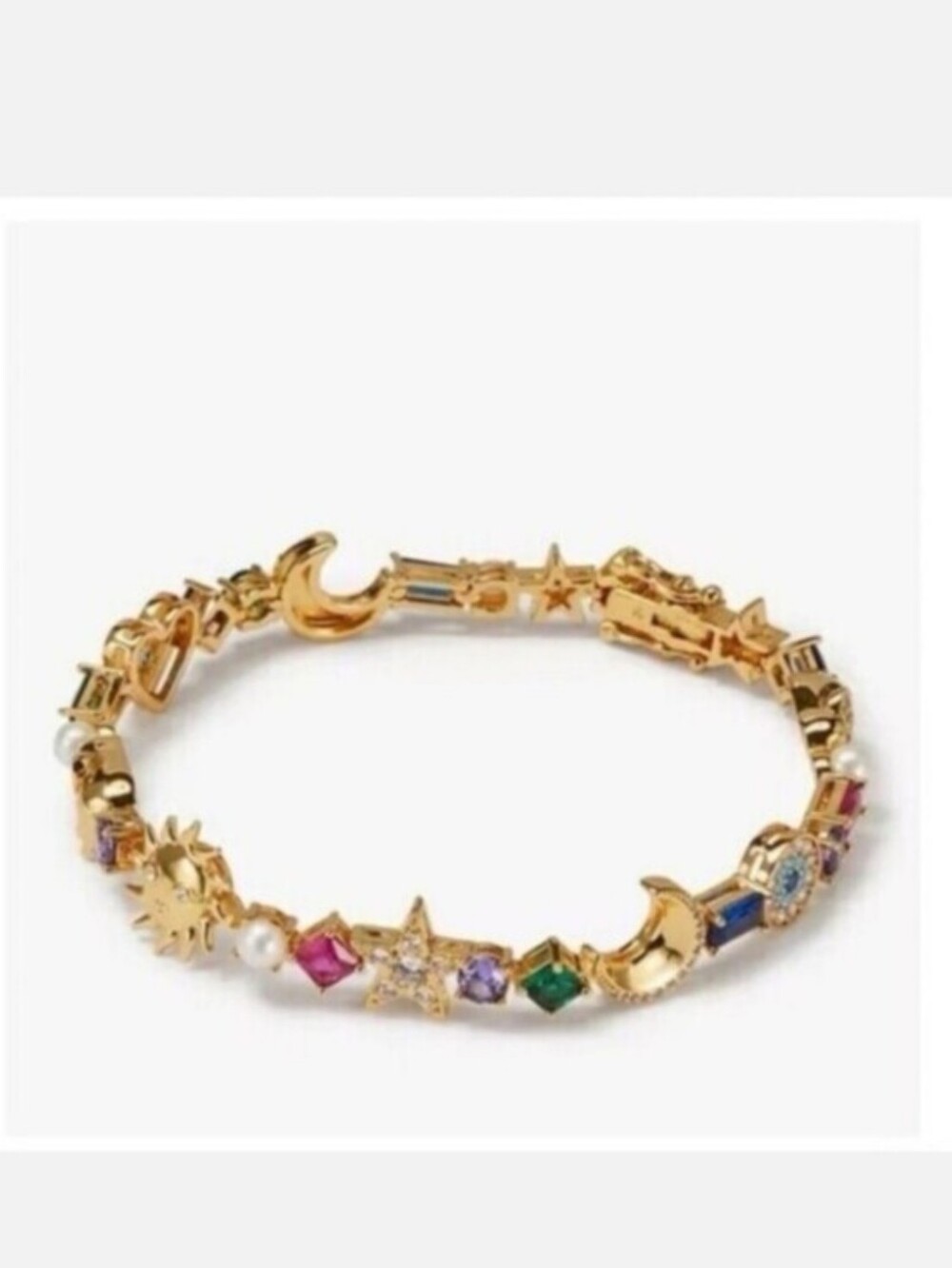 Kate Spade Gold Multicolor Celestial Charm Tennis Bracelet New - Picture 4 of 10